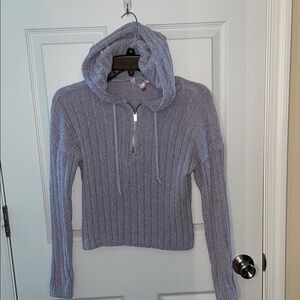 No Boundaries Lavender Chenille Sweater with Hoodie